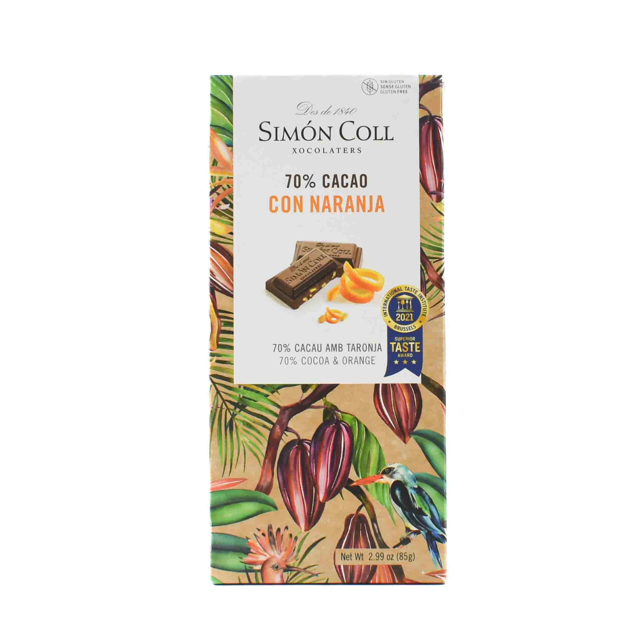 Dark Chocolate Bar with Orange Pieces, 85g